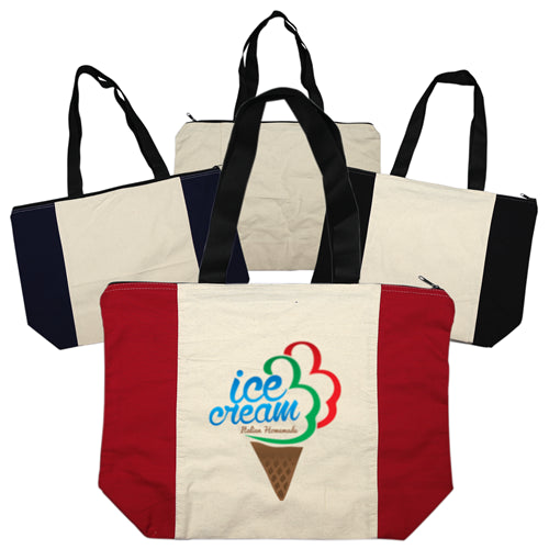 Calico/Cotton Shopper With Zip Closure
